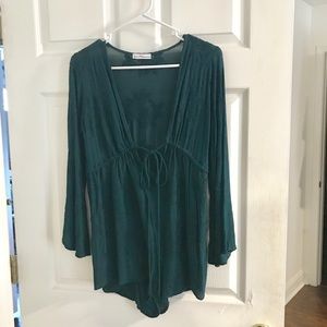 Forrest Green Long Sleeve Romper
